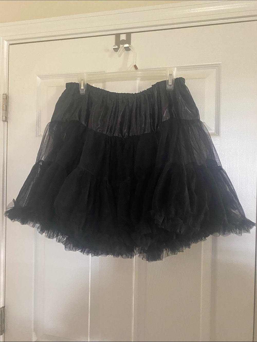 Black Layered Tulle Mini Skirt 18" pettycoat- Women's Fashion / costume Lg/Xl